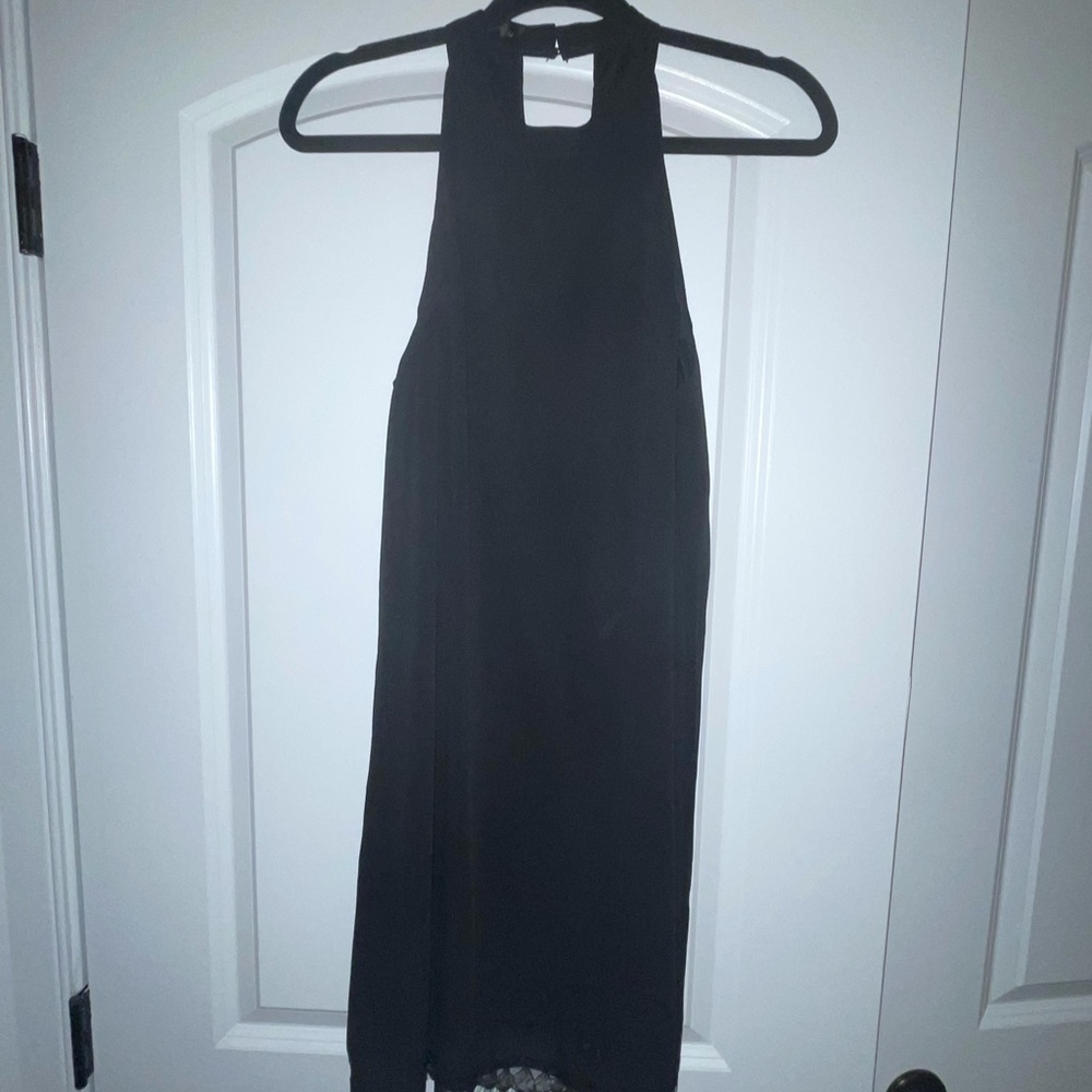 Black fringe at the bottom haltered dress